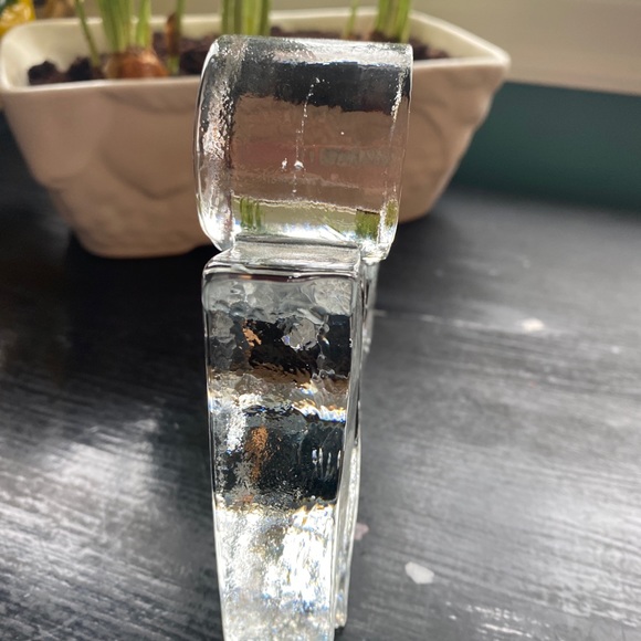 vintage clear glass block angel candle holder - Picture 6 of 7